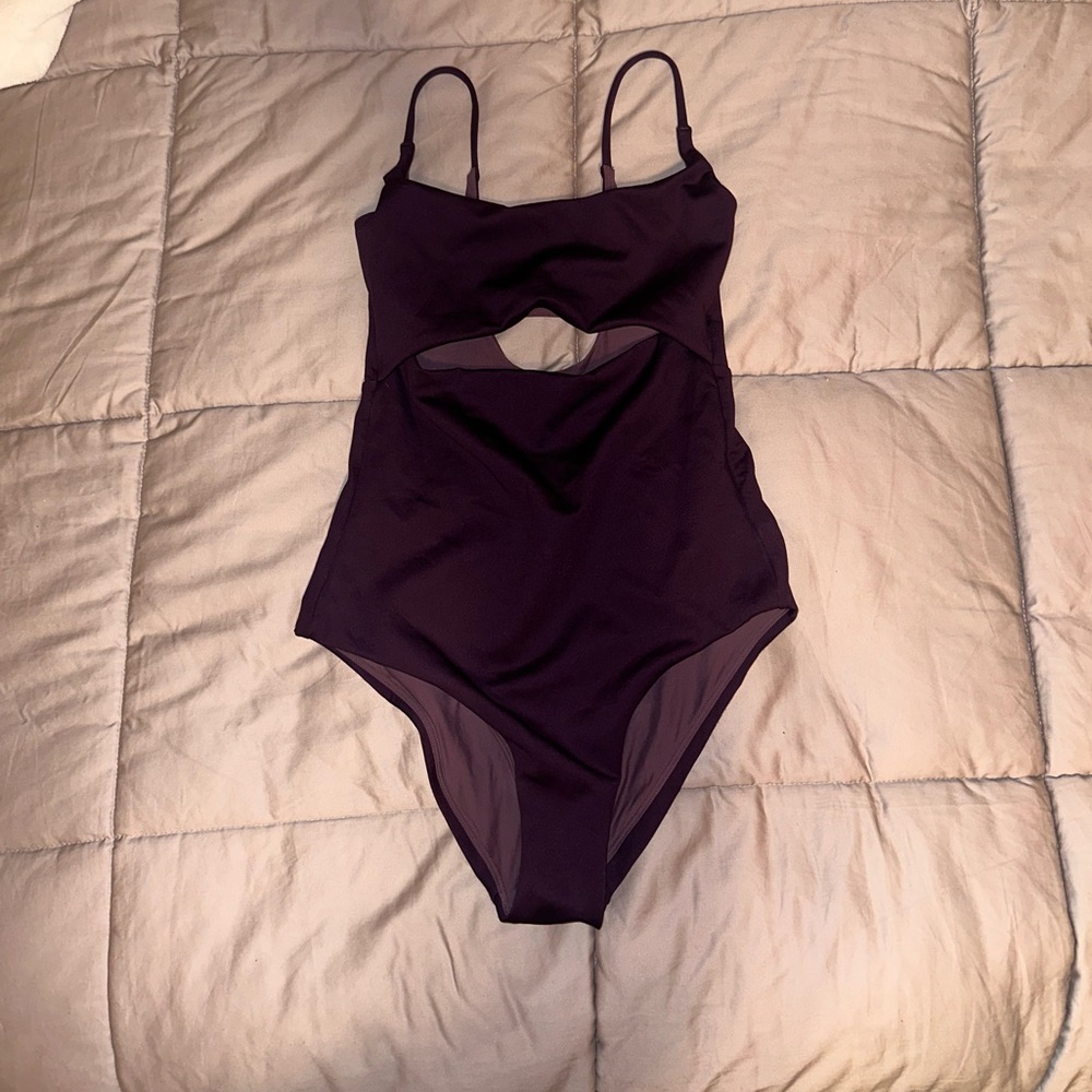 Left On Friday Plum One-Piece Swimsuit with Cutout